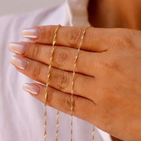 Singapore Gold plated chain necklace for women, Brass handmade jewelry